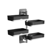 Gen-Of 4 Katlı Yapışkanlı Banyo Mutfak Dolap Rafı Ve Askılı Sabunluk GKH - 1