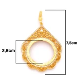 Tam Altın Çerçeveli Kolye​ Ucu Altın Kaplama İşlemeli TGR-598 thumbnail 2