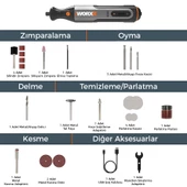 WORX WX106 8Volt Kalem Tipi Devir Ayarlı Profesyonel Gravür Makinesi + 21 Parça Aksesuar - 3