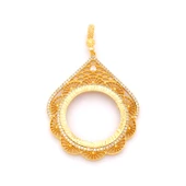 Tam Altın Çerçeveli Kolye​ Ucu Altın Kaplama İşlemeli TGR-598 thumbnail 1