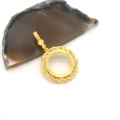 Yarım Altın Çerçeveli Kolye Ucu Altın Kaplama İşlemeli TGR-622 thumbnail 4