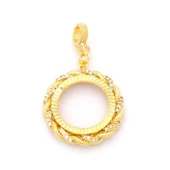 Yarım Altın Çerçeveli Kolye Ucu Altın Kaplama İşlemeli TGR-622 thumbnail 1