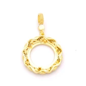 Yarım Altın Çerçeveli Kolye Ucu Altın Kaplama İşlemeli TGR-622 thumbnail 5