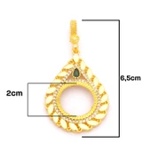 Yarım Altın Çerçeveli Kolye Ucu Altın Kaplama İşlemeli TGR-653 thumbnail 2