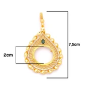 Yarım Altın Çerçeveli Kolye Ucu Altın Kaplama İşlemeli TGR-647 thumbnail 2