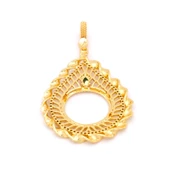 Yarım Altın Çerçeveli Kolye Ucu Altın Kaplama İşlemeli TGR-647 thumbnail 4