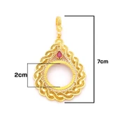 Yarım Altın Çerçeveli Kolye Ucu Altın Kaplama İşlemeli TGR-637 thumbnail 3