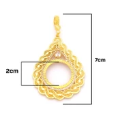 Çeyrek Altın Çerçeveli Kolye Ucu Altın Kaplama İşlemeli TGR-628 thumbnail 2