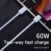 XKS 2 Metre Type C to Type C PD 2.0 3 Amper 60W USB Hızlı Şarj Kablosu - 3
