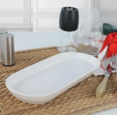 Keramika Noyan 26 cm Kayık Tabak Mat Beyaz - 1