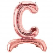 C Harf Ayakta Durabilen Rose Gold Folyo Balon 80 cm - 1
