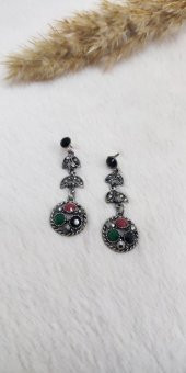 Hdmarketim Vintage Hürrem Sultan Otantik Sallantılı Küpe Taşlı - 1