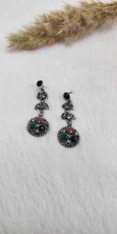 Hdmarketim Vintage Hürrem Sultan Otantik Sallantılı Küpe Taşlı - 3