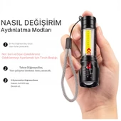 Mini Şarj Edilebilir LED El Feneri – 3 Modlu, Ayarlanabilir Zoom ve Suya Dayanıklı Hafif Tasarım! - 1