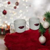 Eğlenceli 3D Dudak Desenli 2'li Kupa Seti - Hediyelik Kupa Seti - 2