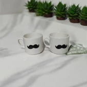 Eğlenceli 3D Bıyık Desenli 2'li Kupa Seti - Hediyelik Kupa Seti - 1