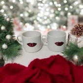 Eğlenceli 3D Dudak Desenli 2'li Kupa Seti - Hediyelik Kupa Seti - 3