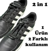 SRTfootcare 2 in 1 Akıllı Kilitli Elastik Outdoor Ayakkabı Bağcığı 100cm 1 Çift Siyah thumbnail 1