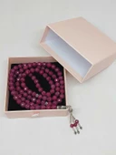 Yakut Taşı Faset Kesim 99luk Tesbih 8mm 925 Ayar Gümüş Malzeme - 3