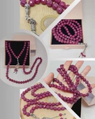 Yakut Taşı Faset Kesim 99luk Tesbih 8mm 925 Ayar Gümüş Malzeme - 1