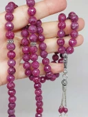 Yakut Taşı Faset Kesim 99luk Tesbih 8mm 925 Ayar Gümüş Malzeme - 7