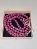 Yakut Taşı Faset Kesim 99luk Tesbih 8mm 925 Ayar Gümüş Malzeme - 10