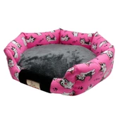Kedi Desenli Yumuşak Kedi Yatağı Pembe - 1