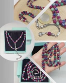 Yakut & Safir & Zümrüt Taşı Faset Kesim 99luk Tesbih 6mm 925 Ayar Gümüş Malzeme - 1