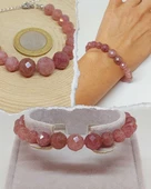 Parlayan Yıldızlar Serisi Çilek Kuvars Taşı Tasarım Bileklik thumbnail 1