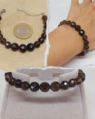 Parlayan Yıldızlar Serisi Dumanlı Kuvars Taşı Tasarım Bileklik thumbnail 1