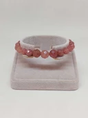 Parlayan Yıldızlar Serisi Çilek Kuvars Taşı Tasarım Bileklik thumbnail 4