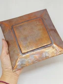 Dekoratif Otantik El Yapımı Kare Bakır Tabak Orta Boy thumbnail 3