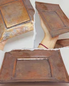 Dekoratif Otantik El Yapımı Kare Bakır Tabak Orta Boy thumbnail 1