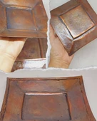 Dekoratif Otantik El Yapımı Kare Bakır Tabak Küçük Boy thumbnail 1