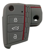 Polo 6 Golf 7 Seat Skoda Octavia A7 MQB Silikon Anahtar Kumanda Kılıfı Oto Anahtarlık Gri thumbnail 1