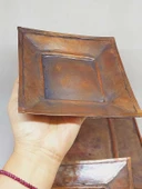 Dekoratif Otantik El Yapımı Kare Bakır Tabak Küçük Boy thumbnail 2