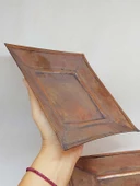 Dekoratif Otantik El Yapımı Kare Bakır Tabak Orta Boy thumbnail 4