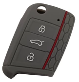Polo 6 Golf 7 Seat Skoda Octavia A7 MQB Silikon Anahtar Kumanda Kılıfı Oto Anahtarlık Gri thumbnail 2