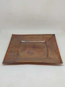 Dekoratif Otantik El Yapımı Kare Bakır Tabak Büyük Boy thumbnail 2