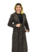 Kadın Leopar Desenli Uzun Kaşe Kaban BGL-ST04114 thumbnail 8
