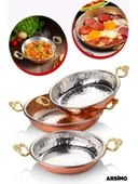 Takım Kalın Bakır 3 lü Bakır Tava Sahan Seti El İşlemeli Dövme Yumurta Tavası 14cm+18cm+22cm - 3