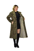 Kadın Leopar Desenli Uzun Kaşe Kaban BGL-ST04064 - 5