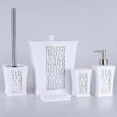 Selim Dekor Siena Banyo Seti Beyaz-Gümüş - 1