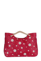 Zigga 05085 Puantiyeli Pembe Büyük Boy Kadın İpli Plaj Çantası - 1