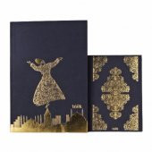 Mevlana Siyah Yaprak Büyük Boy Etnik Küçük Boy Defter Seti - 1