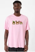 3 Wise Beagles Christmas Pembe Erkek Oversize Tshirt - 1