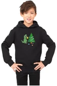 Dinosaur Christmas Tree Siyah Çocuk 3ip Kapşonlu - 1