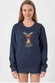 Adorable Reindeer Christmas İndigo Kadın 2ip Sweatshirt thumbnail 1