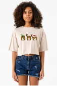 3 Wise Beagles Christmas Bej Kadın Crop Tshirt thumbnail 1