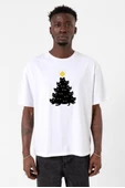 Meowy Christmas Beyaz Erkek Oversize Tshirt - 1